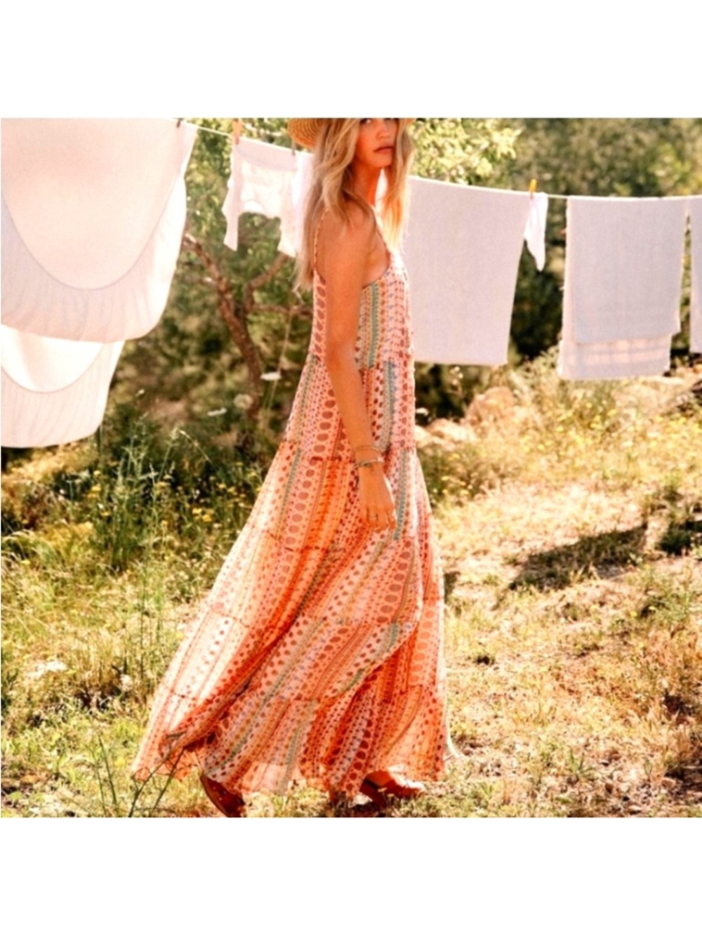 Sézane Boho Floral Ama Maxi V-Neck Sleeveless Sundress - Picture 3 of 13